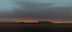 Lawrence Coulson original canvas sunset pink evening hills countryside landscape dark sun original