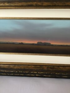 Lawrence Coulson original canvas sunset pink evening hills countryside landscape dark sun original