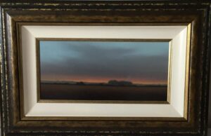 Lawrence Coulson original canvas sunset pink evening hills countryside landscape dark sun original