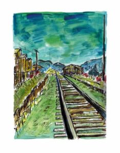 Bob Dylan americana green train print collectable artist investment 2008 musician contemporary framed