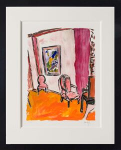 Bob Dylan living room painting limited edition paper pink orange musician comfort warmth familiarity vivid colourful print