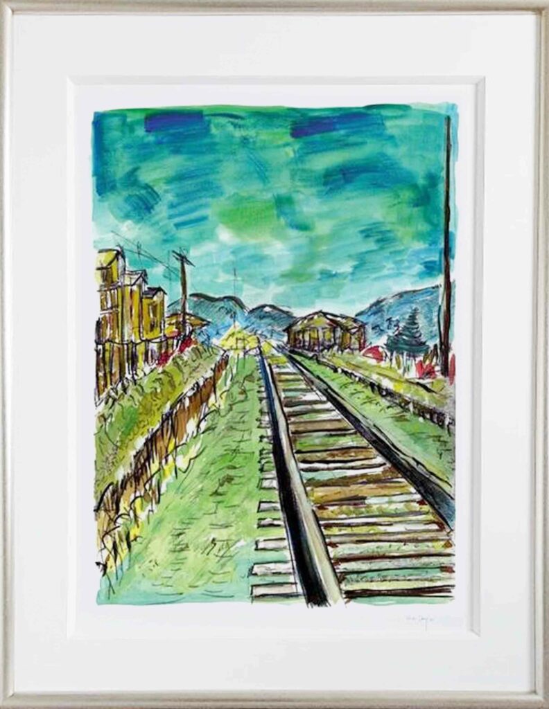 Bob Dylan americana green train print collectable artist investment 2008 musician contemporary framed