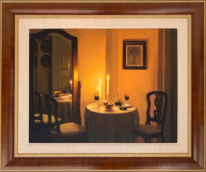 Carrie Graber date dinner party two couple wine candles mirror still life romantic alluring contemporary sale