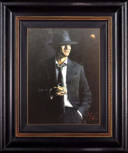 Sophisticated man in dark suit, luxury and power depicted by Perez.