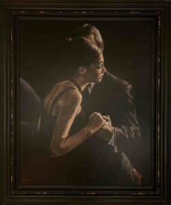 Fabian Perez man woman suit black dress marriage fiance engaged proposal romantic dark contemporary figurative for sale