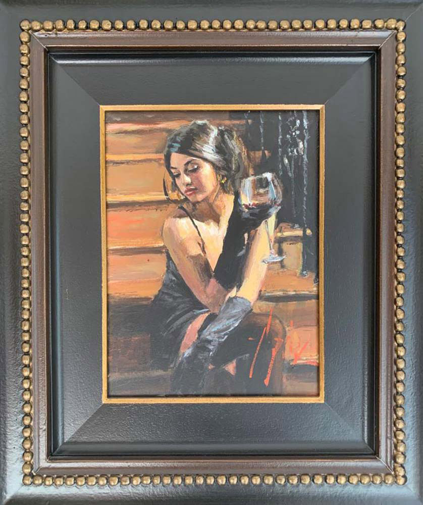 Original painting by Fabian Perez, depicting Saba at staircase