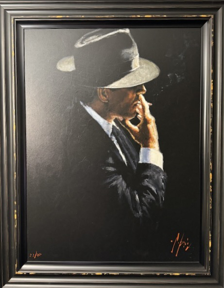 Artwork of a man smoking, in original style by Fabian Perez