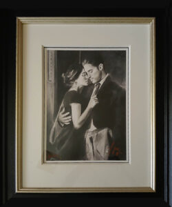 Fabian Perez lovers husband wife black and white goodbye romantic intimate timeless classic film noir signed for sale