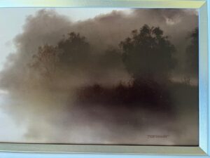 John Waterhouse landscape oil canvas original traditional dreamy misty brown silver framed painting contemporary