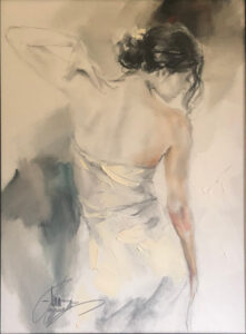 Anna Razumovskaya moon woman pose shoulders sketch oil charcoal figurative contemporary original