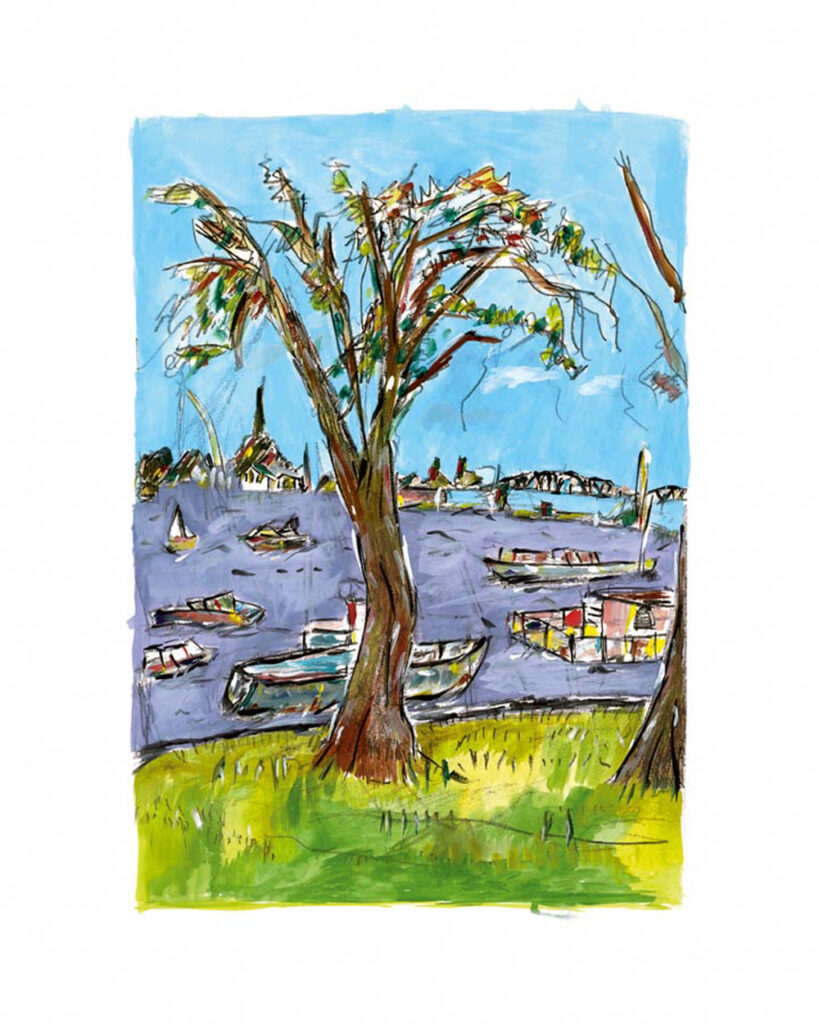 Bob Dylan standard format blue green purple tree vivid colourful 2008 musician print collectable americana