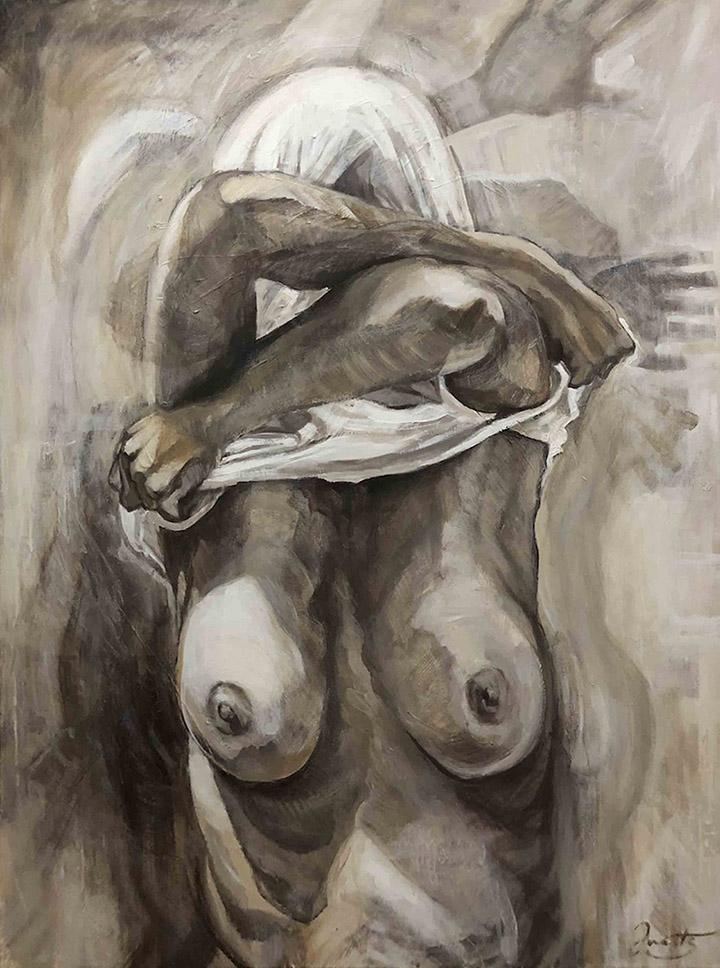 Original artwork Rebecca Ivatts The Shroud 2 figurative Female Nude