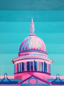 Tim Fowler London landmark St Pauls Cathedral collectable British iconic contemporary rare art pink blue