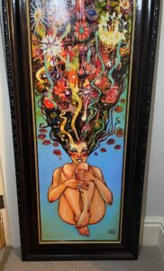 Todd White fantasy woman hair fruits green blue nude pyschedelic contemporary limited edition canvas hand embellished