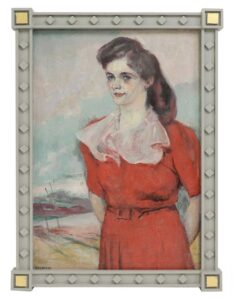 Alfred Wolmark collectable modern original oil canvas red dress english eastern painter collectable unique painting