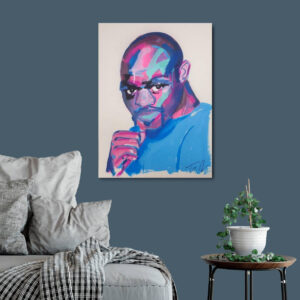 Tim Fowler abstracted pink blue boxer Rubin Carter collectable black art rare original for sale British