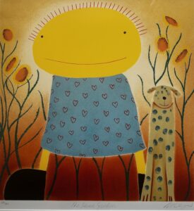 Mackenzie Thorpe naive artwork limited edition print giclee paper leopard orange jungle abstract amusing childish for sale collectable