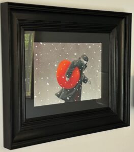 Mackenzie Thorpe snowy figure heart under the arm contemporary figurative naive childlike collectable for sale