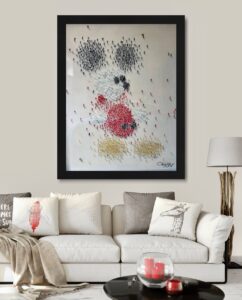 Craig Alan Mickey Mouse Disney red yellow black white figures iconic cultural figure whimsical funny contemporary detail for sale signed