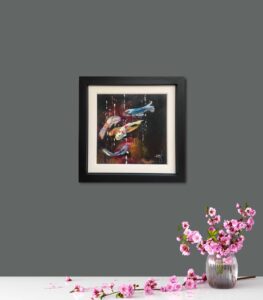 Katy Jade Dobson still life fish koi pond gold mixed contemporary art for sale