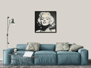 Gail Troth boxed canvas marilyn monroe acrylic canvas original paint drip contemporary minimalist pop art monochrome black white