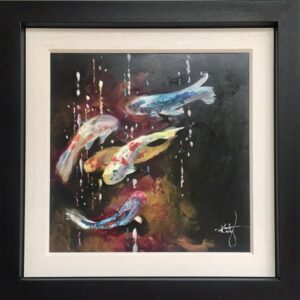 Katy Jade Dobson still life fish koi pond gold mixed contemporary art for sale