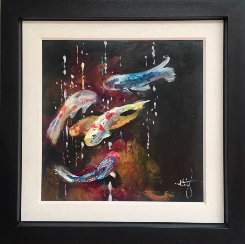 Katy Jade Dobson still life fish koi pond gold mixed contemporary art for sale