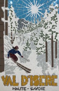 David O'Brien Original ceramic mosaic Val D'Isere ski art