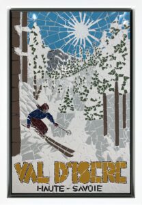 David O'Brien Original ceramic mosaic Val D'Isere ski art