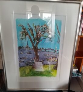 Bob Dylan singer tree landscape contemporary for sale print blue green natural landscape giclee for sale franchise famous