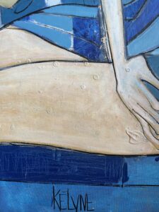 Kelyne Picasso abstract contemporary oil canvas blue painting nude women modern striking large scale figurative