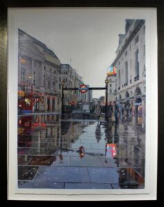 Jonathan Stewardson original oil on paper Picadilly Circus