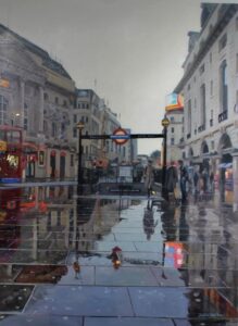 Jonathan Stewardson original oil on paper Picadilly Circus