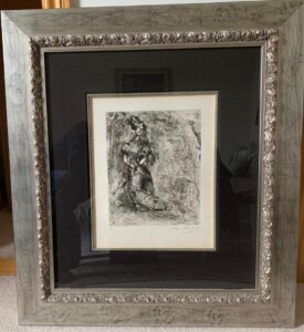 Marc Chagall lithograph vintage modern art picasso voltaire french Parisian collectable investment framed unique rare monochrome black white