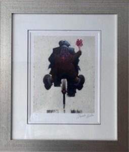 Alexander Millar man woman bike flower engaged married contemporary figurative for sale