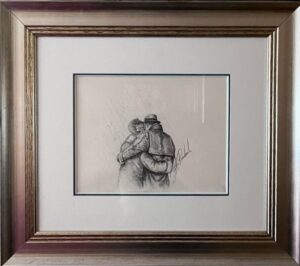 Jeff Rowland pencil paper sketch monochrome framed contemporary art for sale unique rare collectable