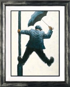 Alexander Millar Singing in the rain musical umbrella lamp post iconic film movie franchise blue black contemporary