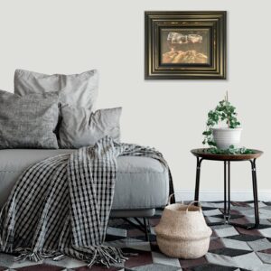 interior design with framed artwork above sofa