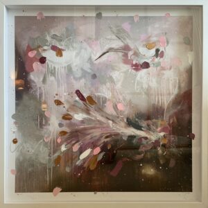 abstract painting with pink and cream tones by Sophie Tea