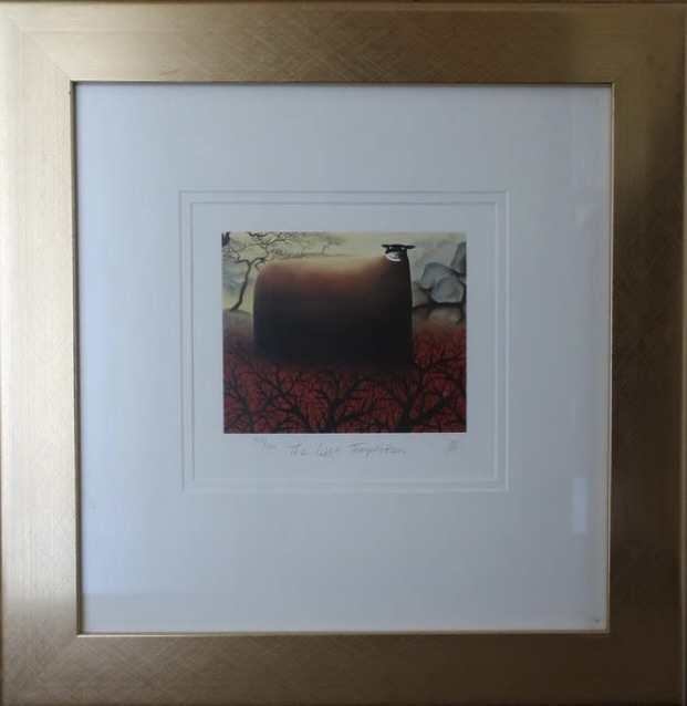 framed artwork titled 'The Last Temptation' by Mackenzie Thorpe