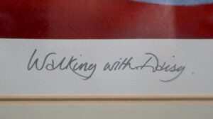 artwork titled 'Walking with Daisy' by Mackenzie Thorpe