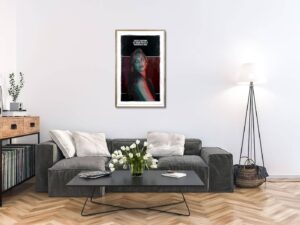 Living room with modern artwork titled 'There's nothing so seductive as a dangerous idea' by The Connor Brothers