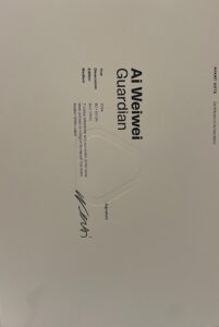 Certificate of Authenticity for Ai Weiwei's artwork titled 'Guardian'.