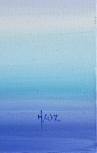 Henderson Cisz signed Seascape painting with gradient blue tones