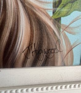 Close-up of artwork signature 