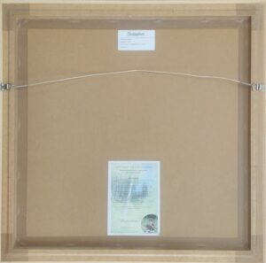 back view of framed artwork with hanging wire