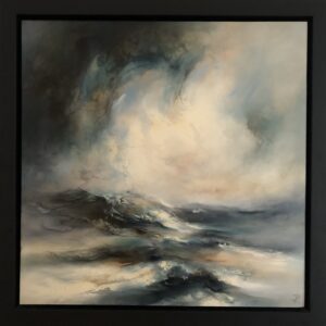 abstract seascape painting with stormy waves and dynamic sky