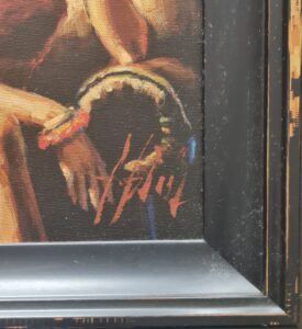 signature on the artwork 'Linda in Red' by Fabian Perez