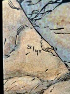 close-up of signed comic artwork