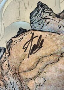 signature of Stan Lee on an artwork titled 'Captain America #7'